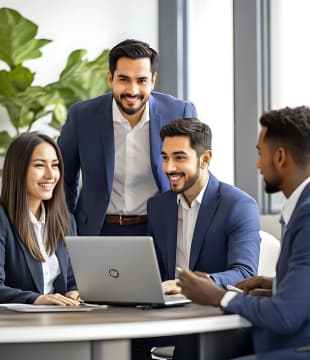 people of corporates smiling and working